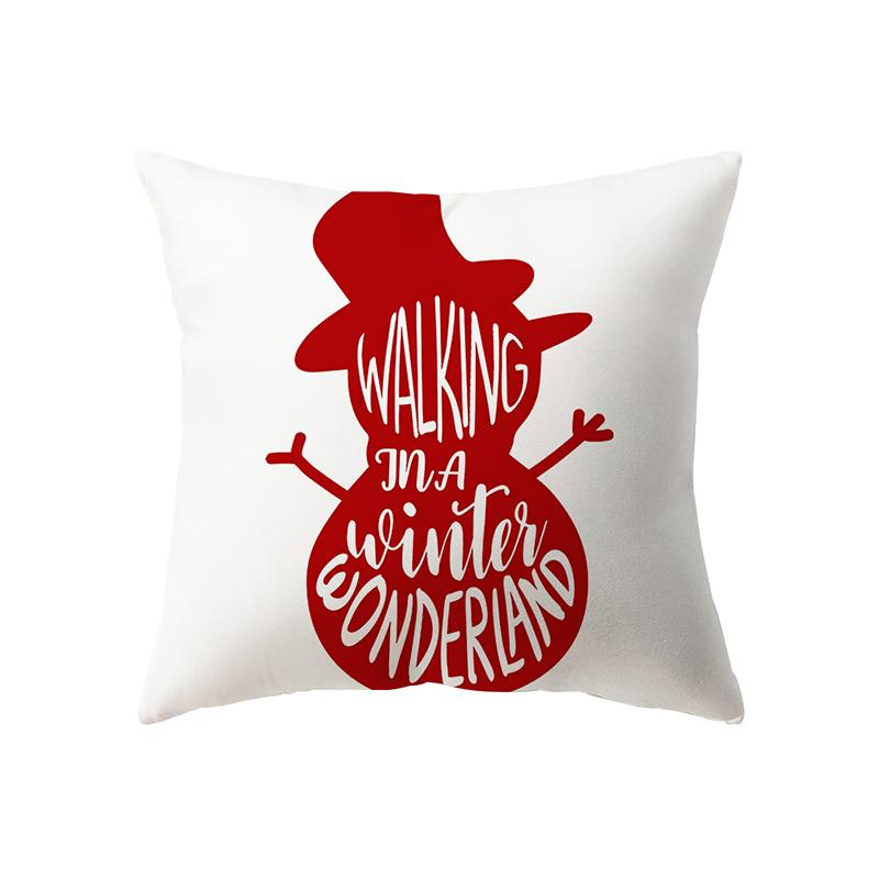 Christmas Theme Snowman Print Pattern Cushion Cover Home Living Room Sofa Decoration Square Pillow Pillow Cover