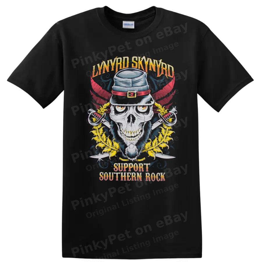 Lynyrd Skynyrd Skull T Shirt Southern Rock Music Tee Vintage Style