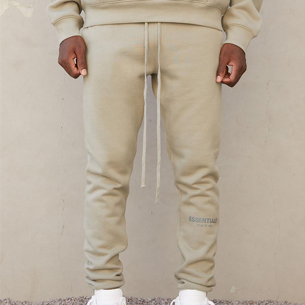 Fear of God Essentials Спортивные штаны с флисовой подкладкой, на шнурке, с логотипом, мужские, фисташково-зеленые FOG-FW21-022