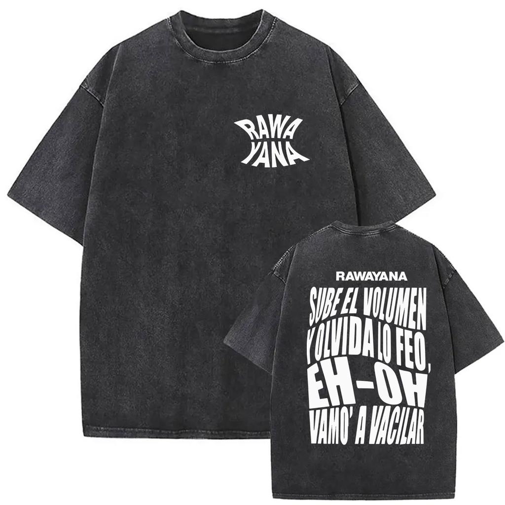 Vintage Washed Rawayana Donde Es El After Album Print TShirt Men Women Hip Hop Pop Music Short Sleeve T Shirt Streetwear