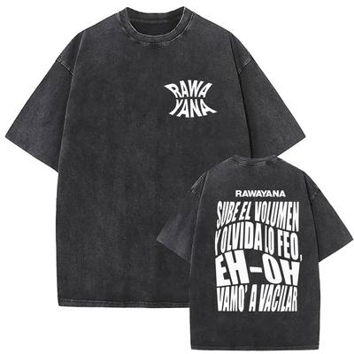 Rawayana Donde Es El After Album Vintage Washed T Shirts Men Women Casual Fashion Cotton Short Sleeve Tshirt Streetwear