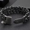 Мужской винтажный браслет премиум-класса в стиле панк из нержавеющей стали с байкерским черепом, плетеный кожаный браслет ручной работы, готические мужские украшения