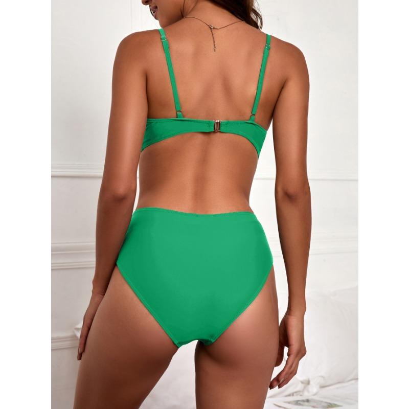 Купальники европейские и американские раздельные жесткие однотонные бикини