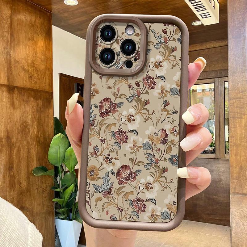 Винтажный цветочный чехол для телефона iPhone 17 Чехлы iPhone 16 16e 15 14 13 12 11 Pro Max XS XR 7 8 Plus Ударопрочный мягкий чехол