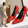 Fashion 2025 Lace Glitter Fabric Women Pumps New Design Kitten Heels Female Occupation Office Shoes