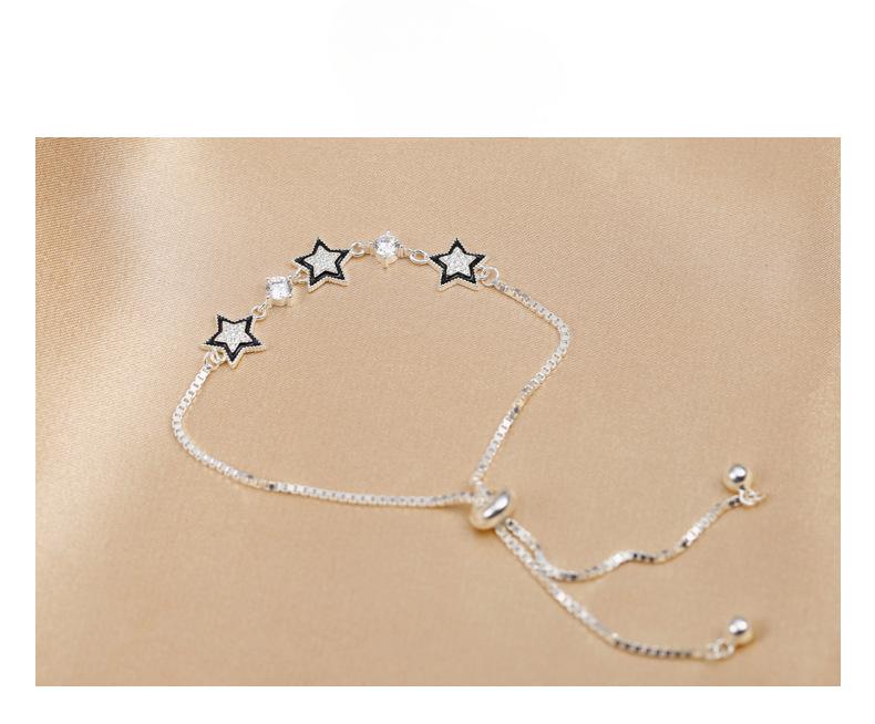 S925 Серебро Холодный Стиль Черный Браслет с Пятиконечной Звездой Ins Niche Design Легкие Роскошные Персонализированные Ювелирные Изделия Bestie
