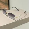 Безободковые овальные солнцезащитные очки Мужские Новая мода Градиентные Уличные Повседневные Очки Женские Трендовый Дизайн Бренда Декор Солнцезащитные Очки