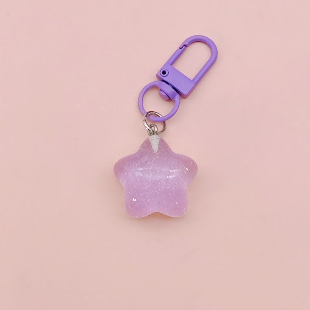 5pcs Resin Chubby Star Keychain noctilucent Backpack Pendant Friendship Stars Keychain Girls Gifts