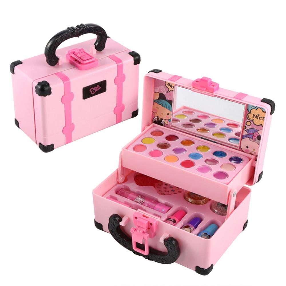 Kids Makeup Toys Kit For Girl Washable Cosmetics Toys Set Pretend Game Princess Eyeshadow Blush Lipstick Makeup Handbag Set