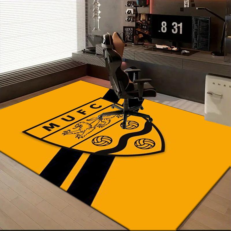 Football Crest Printed Office Carpet Chair Cushion Entryway Rug, Rugs for Living Room, Bedroom Christmas gifts