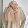 Men/Women Tassels Linen Scarves Shawls Wraps Autumn Sunscreen Linen Scarf Women's Solid Color Tassel Shawl for Women