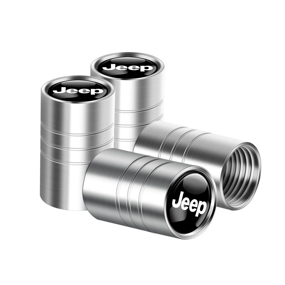 4Pcs 3D Aluminum Car Tire Valve Caps Tyre Stem Cover Airdust Waterproof For Jeep Grand Cherokee Wrangler Renegaed Compass JPB JK AMS1