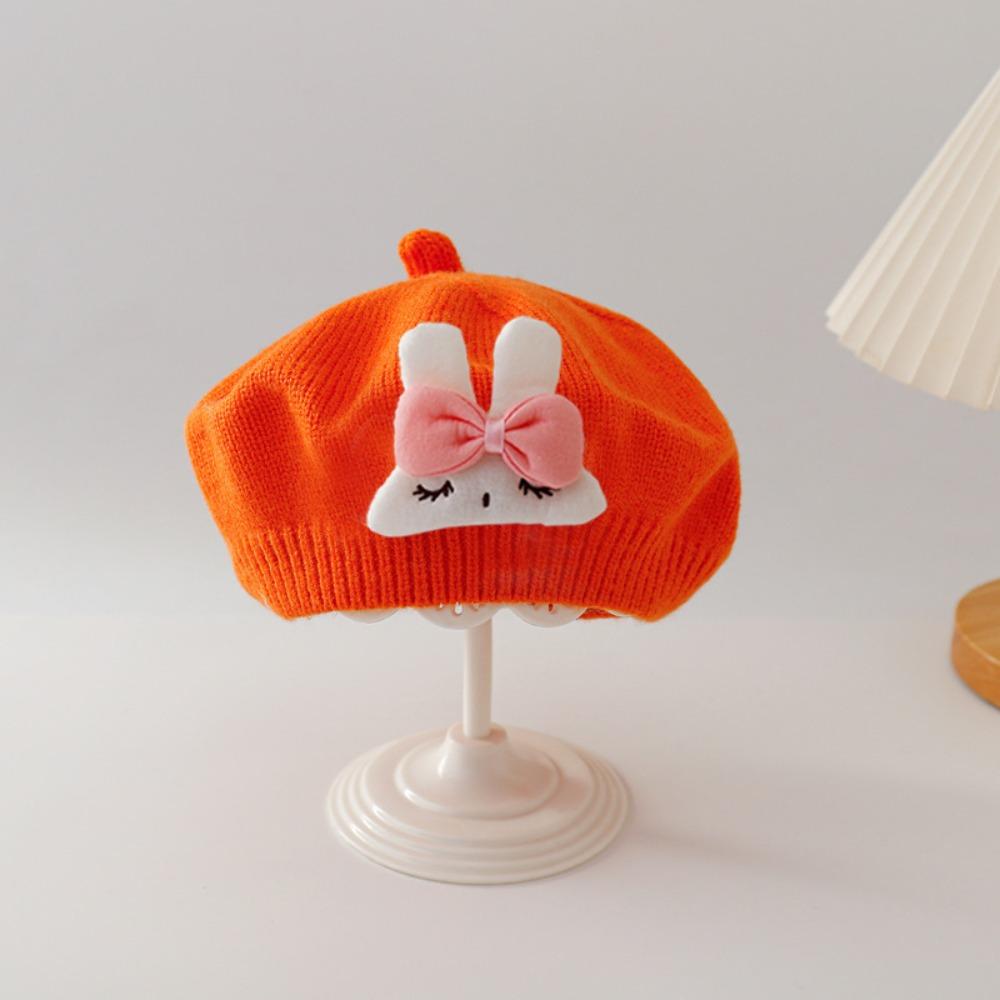 Artist Knit Beanie Cap Kawaii Toddler Princess Painter Cap Cute Bow Baby Beret Hat for Boys Girls
