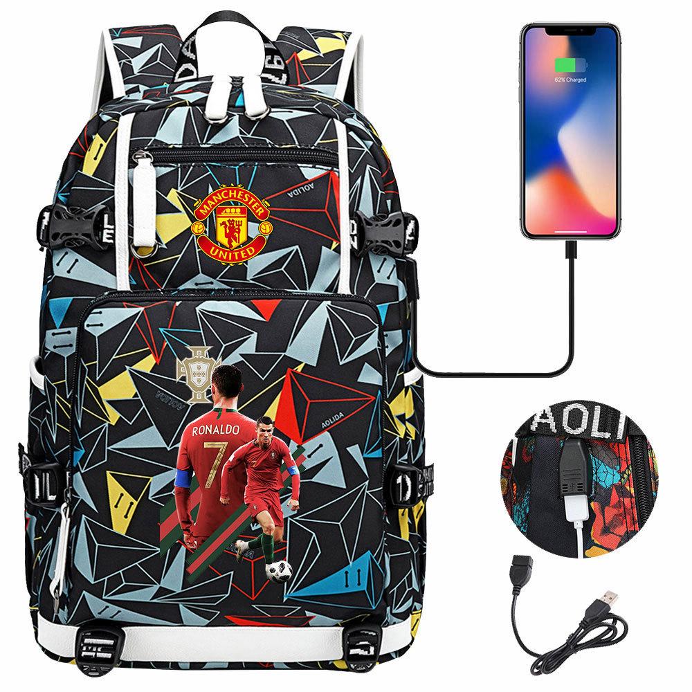 Cristiano Ronaldo Print Backpack Youth Student School Bag Unisex Casual Travel Backpack