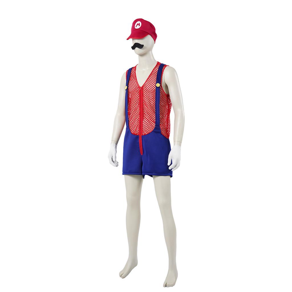 Cosplay super marie cos suit, plumber game role acting suit plumbing costume