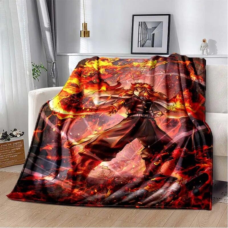Модное одеяло Demon Slayer-легкое фланелевое покрывало для дивана и кровати, одеяло с цифровой печатью из мягкой фланелевой ткани с червями