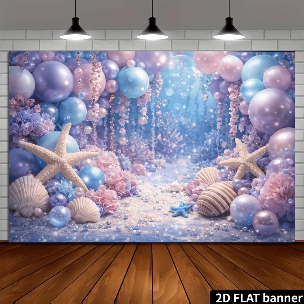 2D plane dreamy underwater party backdrop fabric made of durable polyester material suitable for marine-themed events