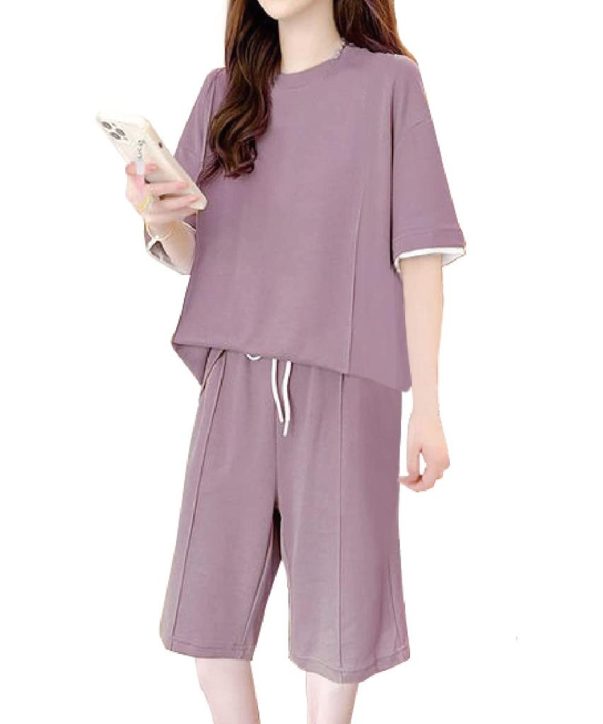 Three Joy Loungewear Loungewear for Spring and Loose Short Cute Top and Bottom Plus Sizes Size S Women's Pajamas, Summer, Fit, Sleeves, Set,