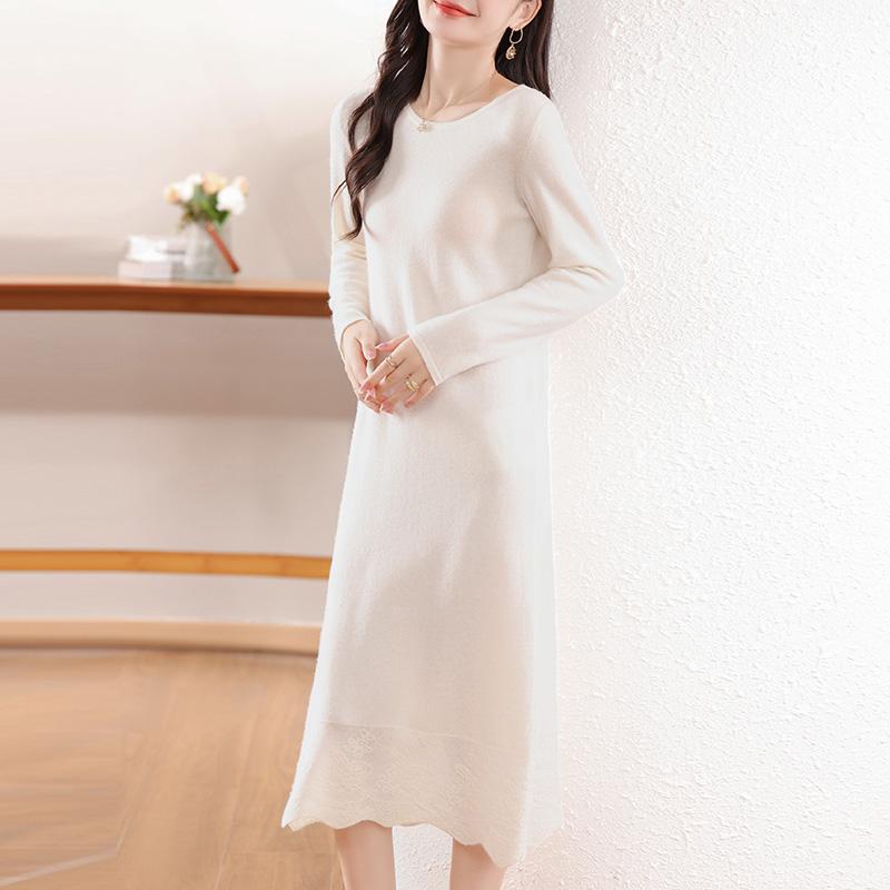 Женское кашемировое платье Qinghe Cashmere 30% Cashmere 70% Wool Осенне-зимняя кашемировая юбка Мягкая и теплая