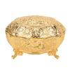 Luxury Vintage Metal Alloy Jewelry Box Oval Trinket Storage Organizer for Necklace Ring Earrings