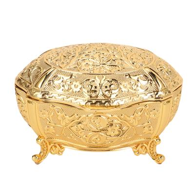 Роскошная винтажная шкатулка для украшений из металлического сплава, овальный органайзер для хранения безделушек для ожерелий, колец, серег