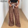 Женские модные повседневные брюки с высокой талией и капри с леопардовым принтом