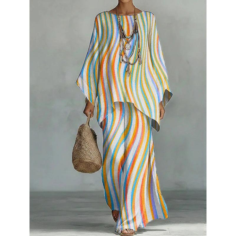 1116 New Women's Fashion Casual Loose Dopamine Vacation Style Two-piece Vacation