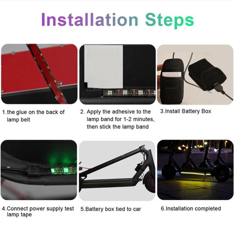 Светодиодная лента для электросамоката, фонарик, барная лампа для скейтборда Xiaomi M365