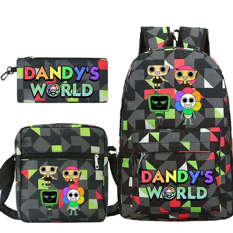 Dandy'S World Printed Fashion Children'S Pencil Case Messenger Bag Three-Piece Set Primary And Secondary School Bag