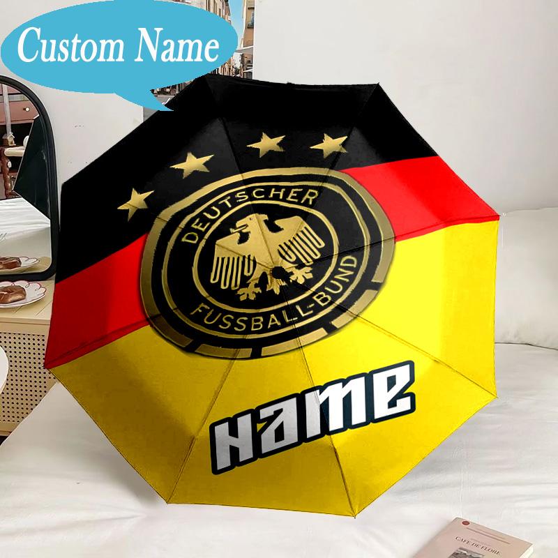 Custom Name Umbrella German Football Crest Umbrella 8-Frame for Travel, Camping, Casual Lightweight Portable, Essential for Family Gifts