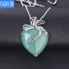 Creative Valentine'S Day Gift Hollow Out Bow Necklace Natural Crystal Stone Love Pendant Lovely