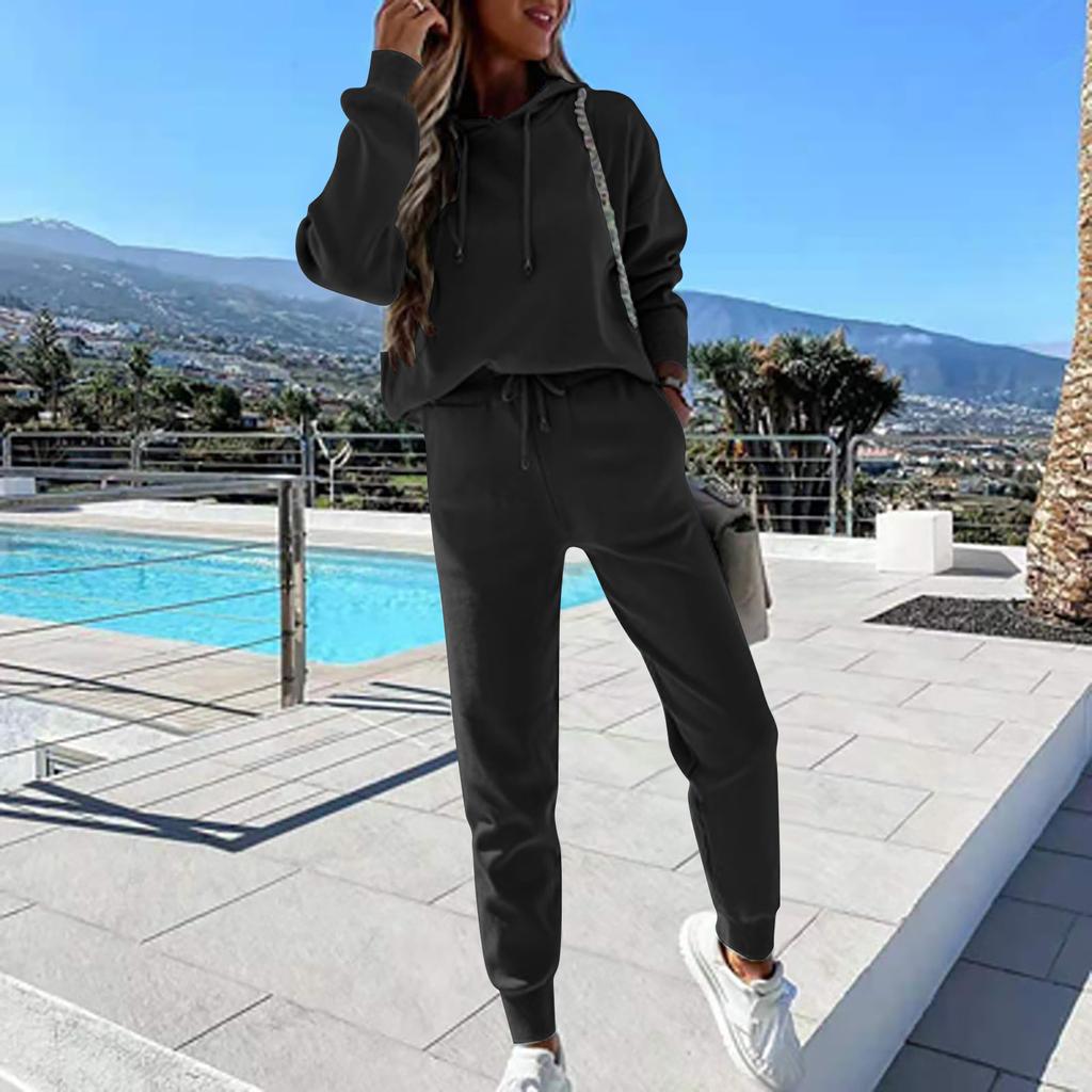 Женские флисовые худи, комплект из двух предметов, 2021, зимние толстовки, комплекты брюк, женские повседневные спортивные костюмы