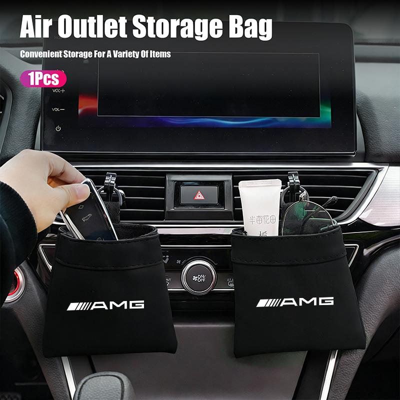 Car Air Outlet Storage Bag Leather Organizer Box Accessories Car Hub Cap For Mercedes Benz AMG W214 W205 W204 W206 W213 W212 W21