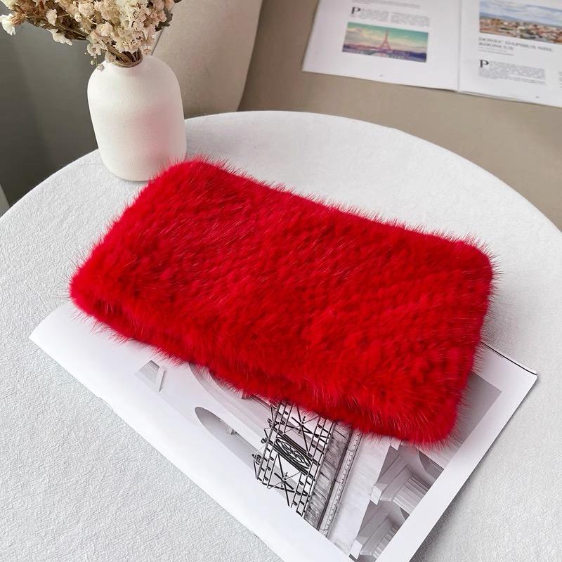 Elegant Women's Hand Knitted Rabbit Fur Breathable Animal Print Scarf Braided Collar Headband Short Winter Warm Snood Elastic