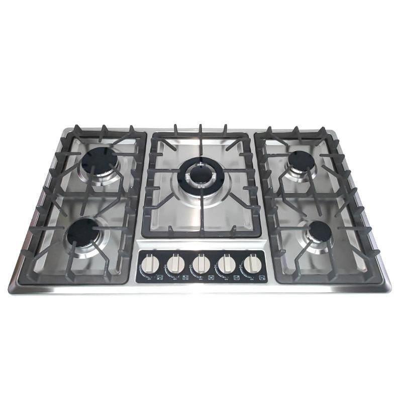 Новая бытовая встраиваемая плита из нержавеющей стали с панелью из пяти конфорок, газовая плита, кухонный прибор, кухонная утварь, газовая плита