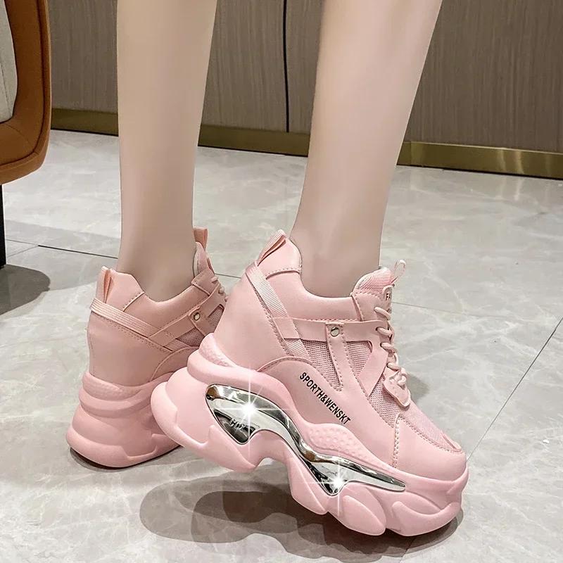 Распродаем как горячие пирожки дышащие кроссовки на толстой платформе для женщин нескользящие толстые подошвы кроссовки на танкетке скрытый каблук для женщин