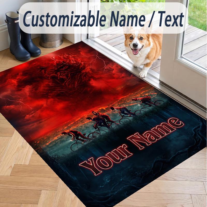 Custom Text Stranger Things Pattern Floor Rug Soft Indoor Carpet Mat Living Room Bedroom