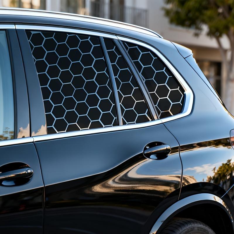 3pcs Universal Hexagonal Honeycomb Vinyl Car Window Sticker, Self-Adhesive Sunscreen Scratch Resistant Decal, Classic Pattern Side Window Decor,