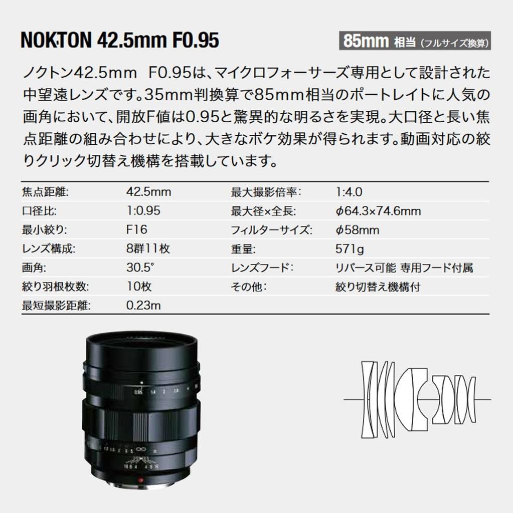 VoightLander Single Focus Lens NOKTON Micro Four Thirds Compatible with Micro Four Thirds 232037 42.5mm F0.95v