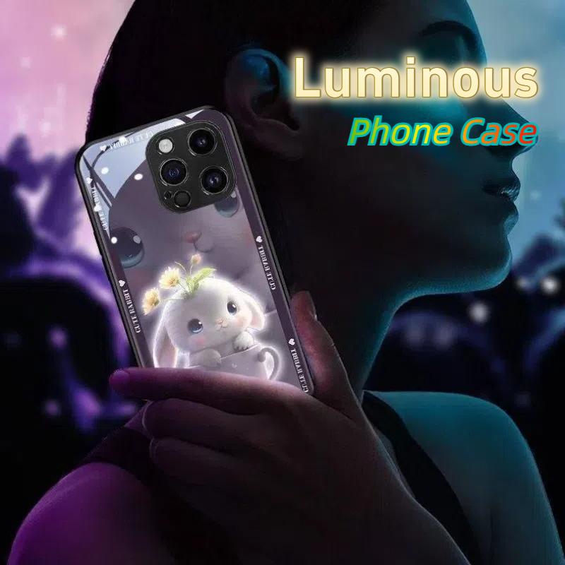 LED Phone Case – Auto Flashing for Calls & Music, Tempered Glass Protection