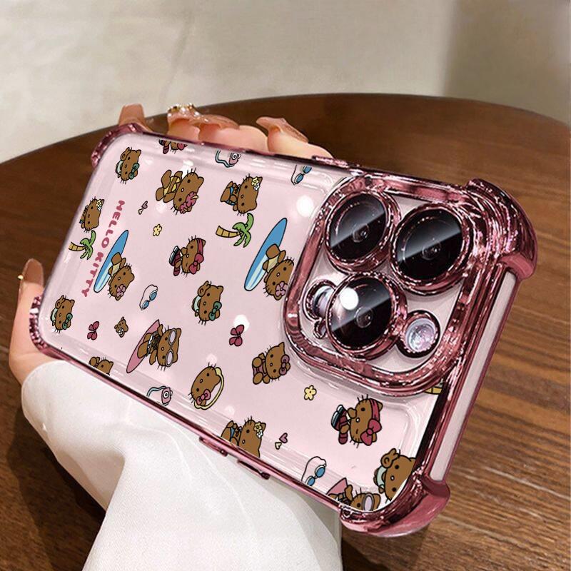Чехол для OPPO A6X A5X A6 A5 Pro Reno 15F 15 14F 14 13F 12F 11F 13 12 Pro 5G Ударопрочный Черный Силиконовый Surfing Hello Kitty Чехол