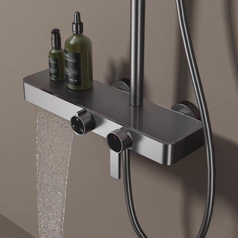 Роскошная полностью медная лейка тропического душа с большой полкой и регулируемым контролем температуры