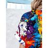 Women's Full-Body Splatter Art Print Short-Sleeve Button Shirt Lightweight Summer Casual Collar Loose Fit for Art Studios Music