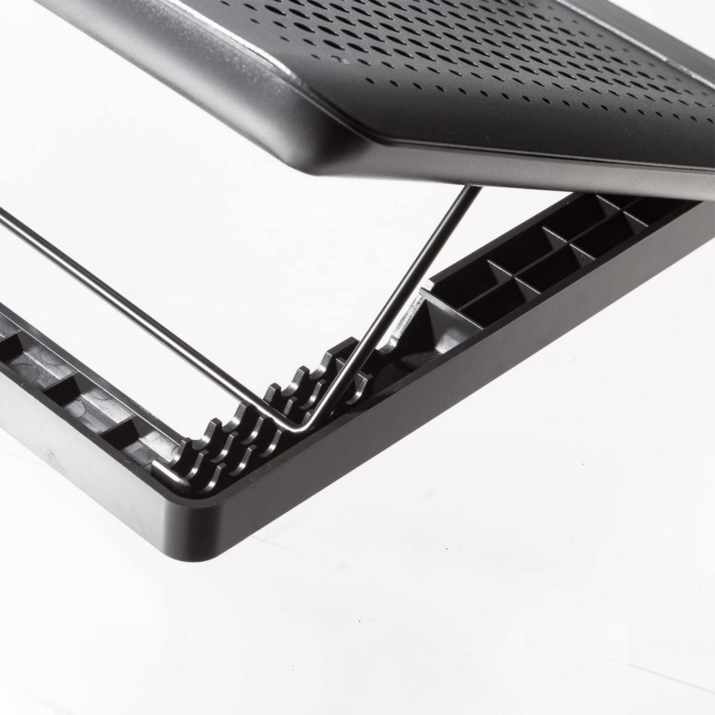 Охлаждающая подставка для ноутбука Sanwa Supply, охлаждающий алюминиевый корпус с функцией регулировки высоты, совместимая с экраном шириной до 15,6 дюйма, черная, TK-CLN28U