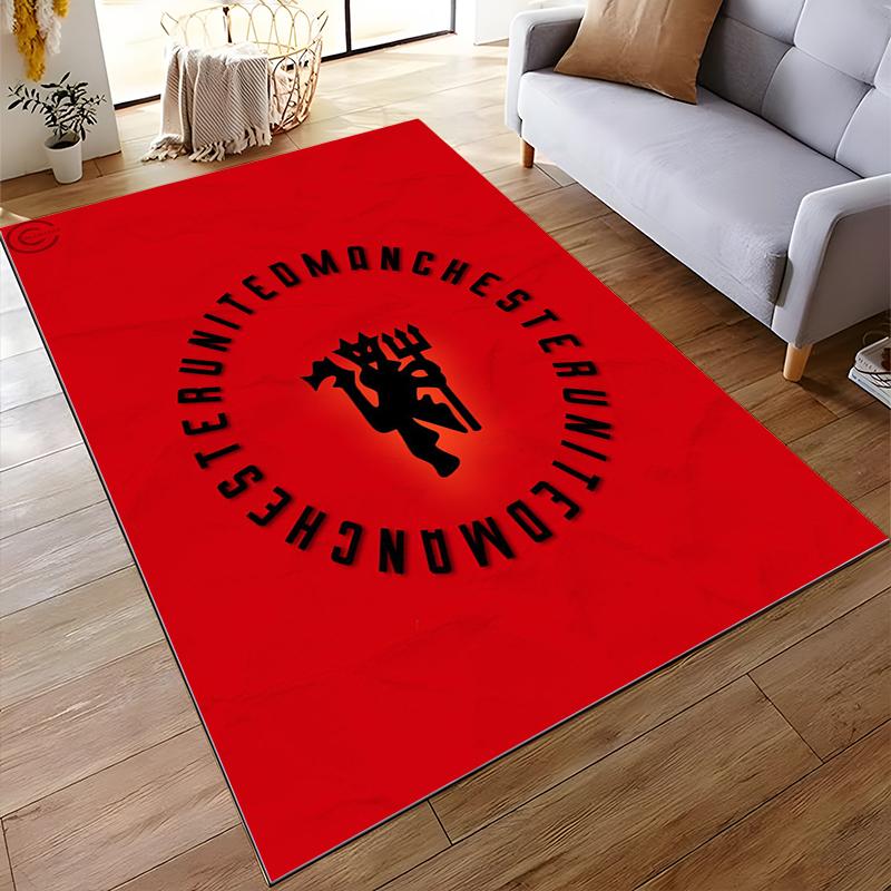 Manchester United Logo Rug in Red Design Non-slip rug suitable for living room and bedroom sofas.