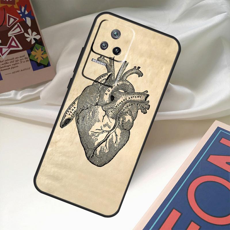 Anatomical Heart Anatomy Case For POCO X6 Pro M6 X5 X3 M5s F3 F5 Xiaomi 14 Ultra 13 12 Lite 11T 12T 13T Pro Coque