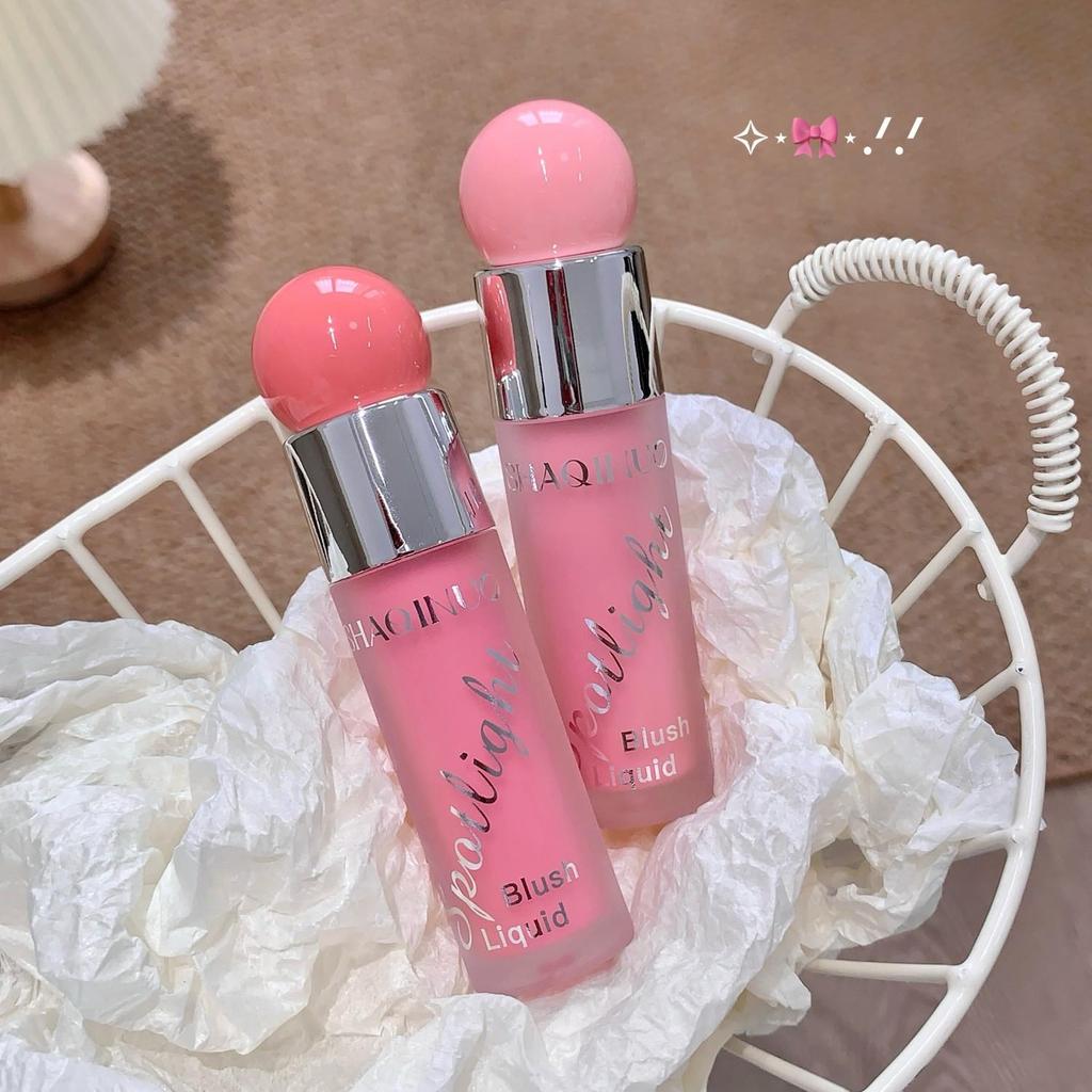 SHAQINUO Сияющие жидкие румяна и хайлайтер дуо 12ч сияние росы Легкий водно-гелевый Наслаиваемый Зеркало