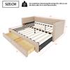 Upholstered 3-in-1 Sofa Bed 90 x 190 cm, Drawers, Convertible into Single/Double with Slatted Frame, Cotton and Linen, beige (Mattress not included)