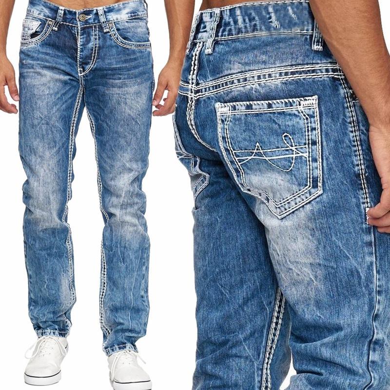 Джинсы открытого кроя Мужские джинсы Базовая уличная одежда Толстые швы Классический крой Повседневные длинные брюки больших размеров