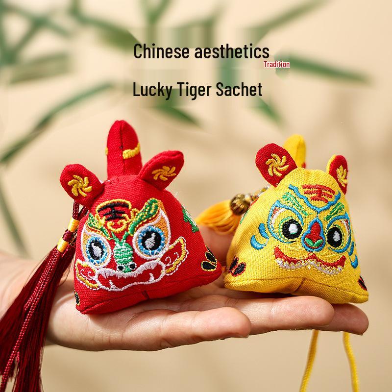 Dragon Boat Festival Lucky Tiger Embroidered Sachets - Mosquito Repellent Mugwort Hanging Ornament